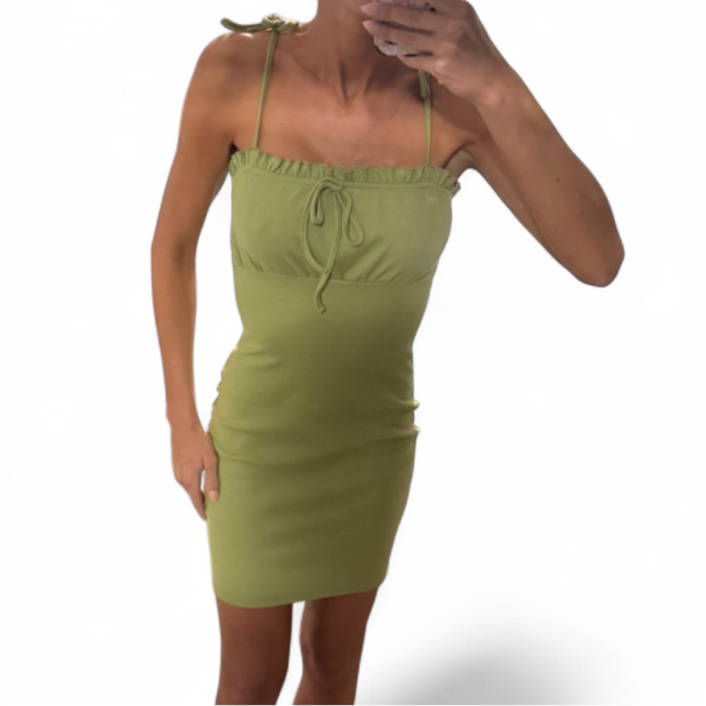 Green spaghetti strap dress
